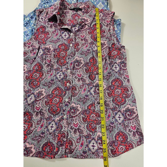 Lot of 2 chadwicks size 14 sleevless paisley summer button up top ^ - Picture 5 of 5